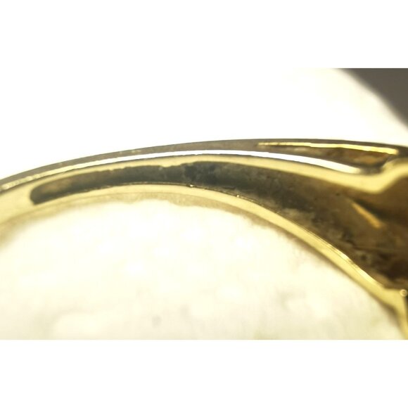 10KT Yellow Gold Purple Amethyst Oval with four diamond accents Vintage Size 7 - Picture 6 of 7